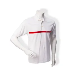 Poloshirt Kurzarm, weiß, mit rundumlaufendem rotem Streifen