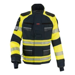 Einsatzjacke THL X-pro Solution, dunkelblau/leuchtgelb, Rückenaufdruck FEUERWEHR leuchtgelb