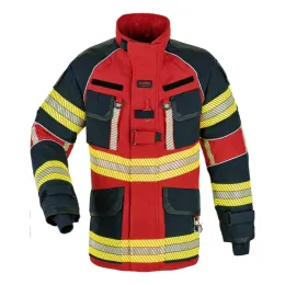 Einsatzjacke X-Pro Dynamic, rot/dunkelblau, Rückenschild FEUERWEHR leuchtgelb