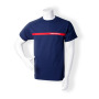 T-Shirt, rot mit aufgenähtem blauem Streifen, 100% Baumwolle, 205 g/m²